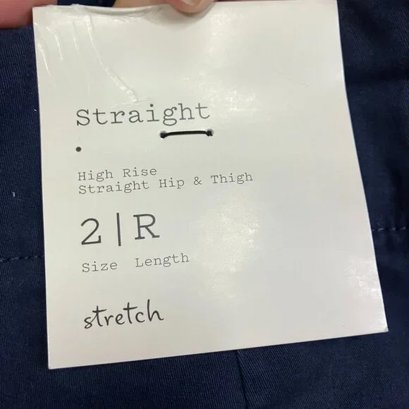 NWT A New Day Women Navy High-Rise Fly Button Zipper Straight Ankle Chino Pants - Picture 8 of 12